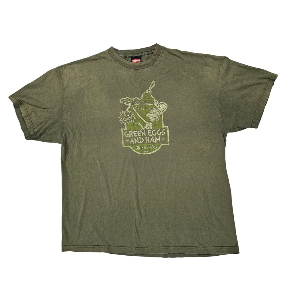 Dr. Seuss Men 2XL Green Green Eggs and Ham Graphic T-Shirt Short Sleeve